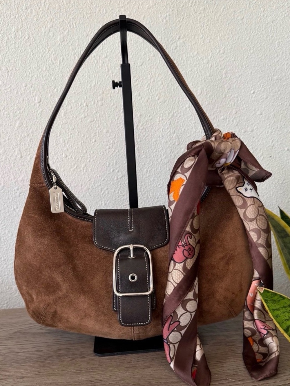 Coach RARE 9279 VINTAGE SoHo Ergo Brown Suede Shoulder Purse Y2K